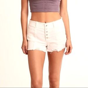 White stretchy jean shorts